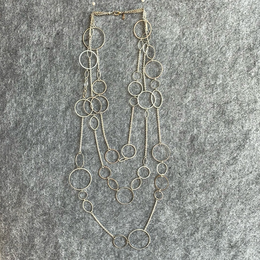 Triple Strand Silver circles links necklace, Premier Designs Jewelry Company.